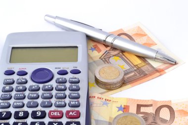bilgisayar hesap makinası ve para