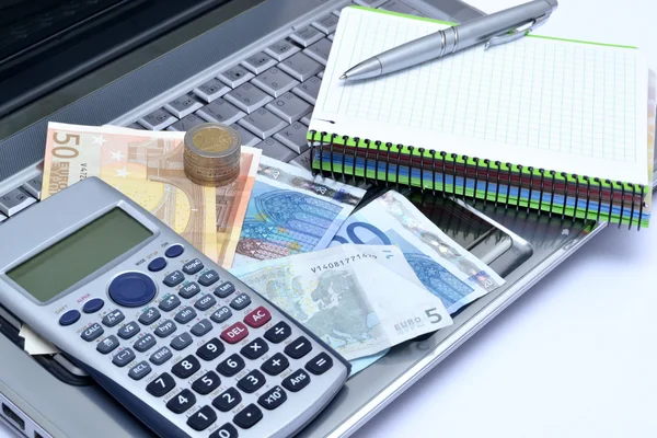 Computer calculator and money — Stock Photo, Image