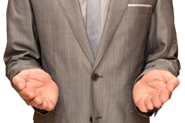 Бизнесмен, показывающий свои руки — стоковое фото