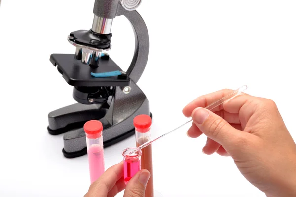 People working in laboratory with test tubes — Stock Photo, Image