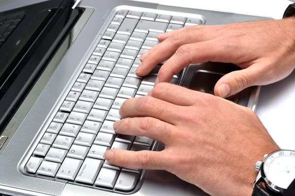 Businessman writing in a computer — Stock Photo, Image