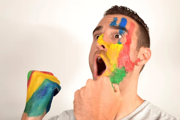 Young man celebrating a goal — Stock Photo, Image