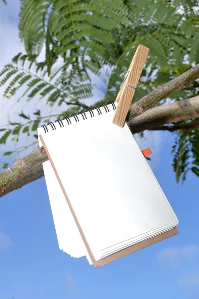 Σημειωματάριο που κρέμεται από ένα δέντρο — Φωτογραφία Αρχείου