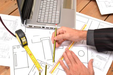 Helmet and tools for construction drawings clipart