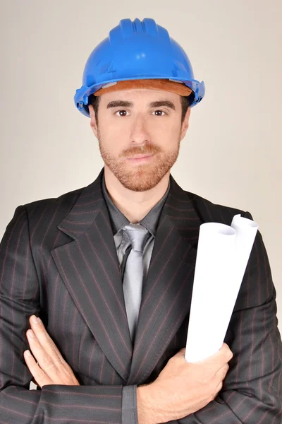 Architect with blueprints in hand — Stock Photo, Image