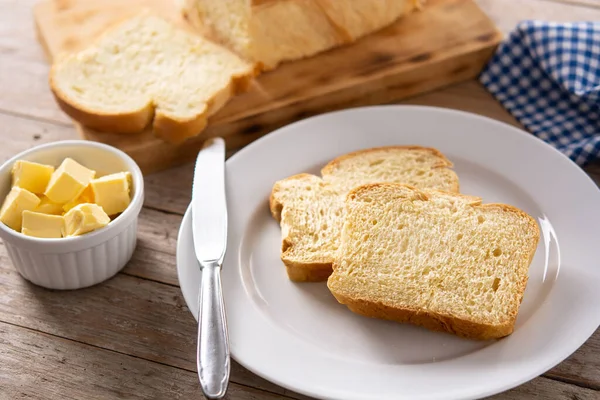 Braided Egg Bread Wooden Table — Stock Photo, Image