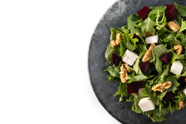 Rote Bete Salat Mit Feta Käse Salat Und Walnüssen Isoliert — Stockfoto