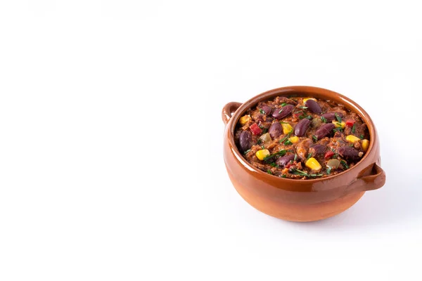 Tradiční Mexické Tex Mex Chili Con Carne Izolované Bílém Pozadí — Stock fotografie