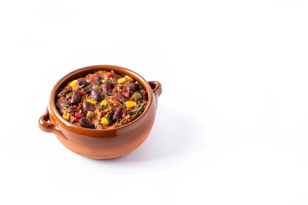 Tradizionale Messicano Tex Mex Chili Con Carne Isolato Sfondo Bianco — Foto Stock