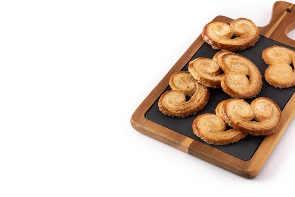 Pasticceria Sfoglia Palmier Isolata Fondo Bianco Copia Spazio — Foto Stock