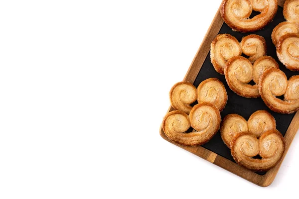 Pastel Hojaldre Palmier Aislado Sobre Fondo Blanco —  Fotos de Stock