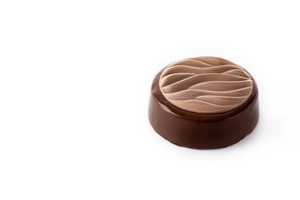 Krémová Čokoláda Dort Izolované Bílém Pozadí — Stock fotografie