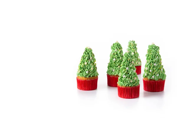 Cupcakes Árbol Navidad Aislados Sobre Fondo Blanco Copiar Espacio — Foto de Stock