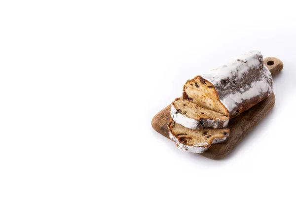 Tradizionale Natale Tedesco Stollen Isolato Sfondo Bianco Copia Spazio — Foto Stock