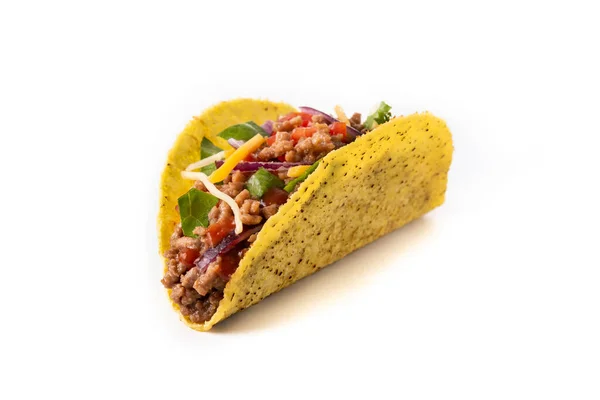 Tacos Mexicanos Tradicionales Con Carne Verduras Aisladas Sobre Fondo Blanco — Foto de Stock
