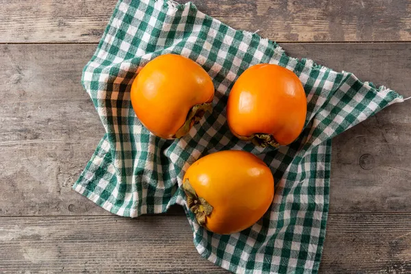 Fruits Frais Kaki Sur Table Bois — Photo