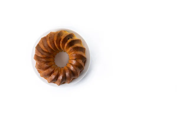 Traditional Bundt Cake Piece Raisins Isolated White Background — Stock Photo, Image