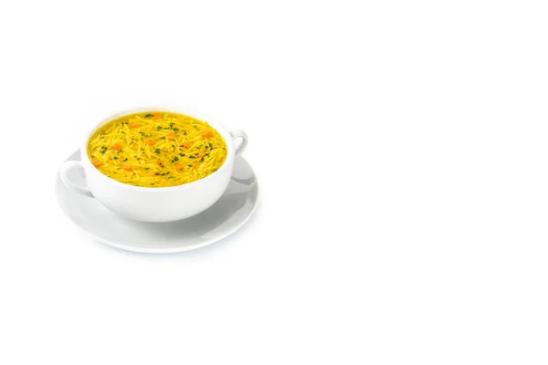 Sopa Macarrão Frango Isolada Fundo Branco — Fotografia de Stock