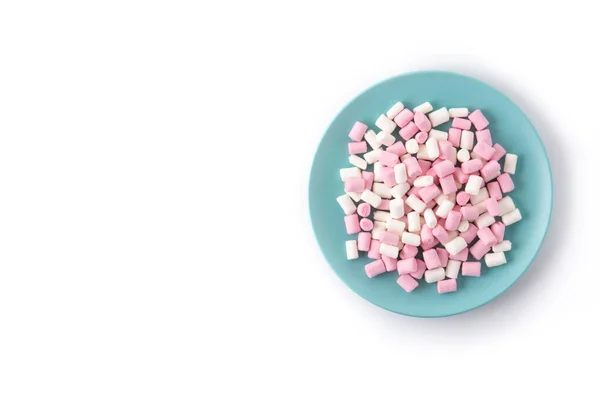 Süße Marshmallows Auf Weißem Hintergrund Ansicht Von Oben Kopierraum — Stockfoto