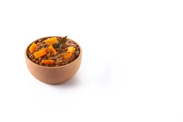 Ragú Guiso Lentejas Con Calabaza Zanahoria Tazón Aislado Sobre Fondo —  Fotos de Stock
