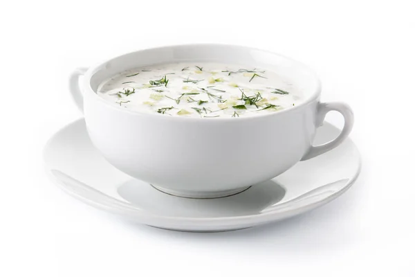 Bulgarian Tarator Sour Milk Soup Bowl Isolated White Background — Stock Photo, Image