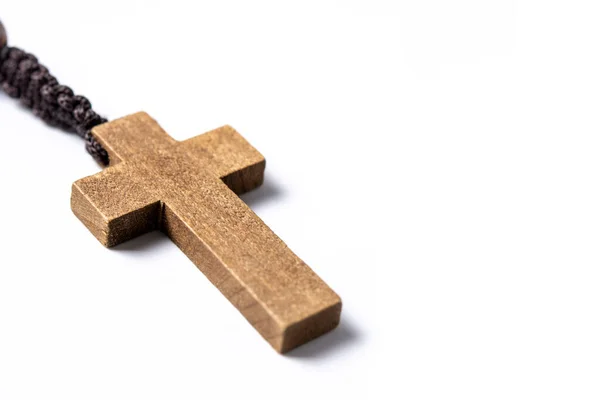 Rosário Cruz Católica Isolada Sobre Fundo Branco — Fotografia de Stock