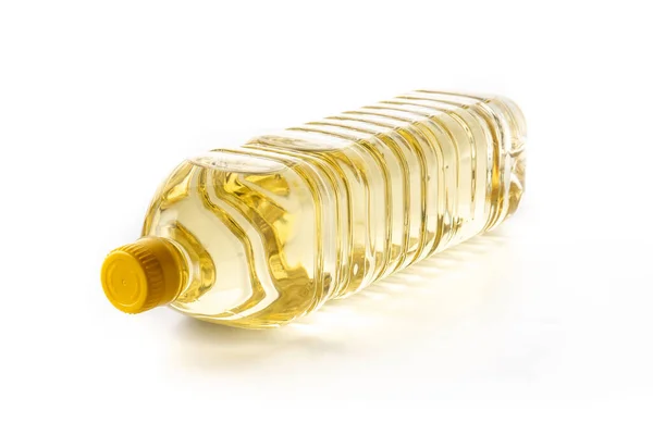 Plastikowa Butelka Oleju Słonecznikowego Izolowana Białym Tle — Zdjęcie stockowe