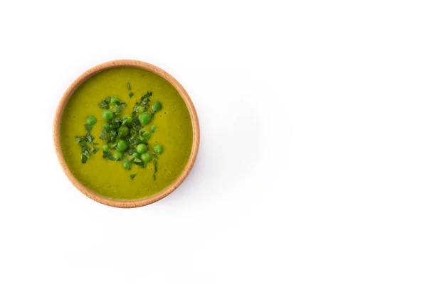 Green Pea Soup Bowl Isolated White Background Top View Copy — Stock Photo, Image