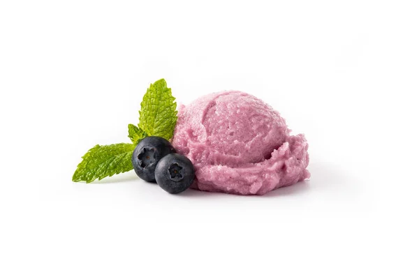 Blueberry Ice Cream Scoop Isolated White Background —  Fotos de Stock