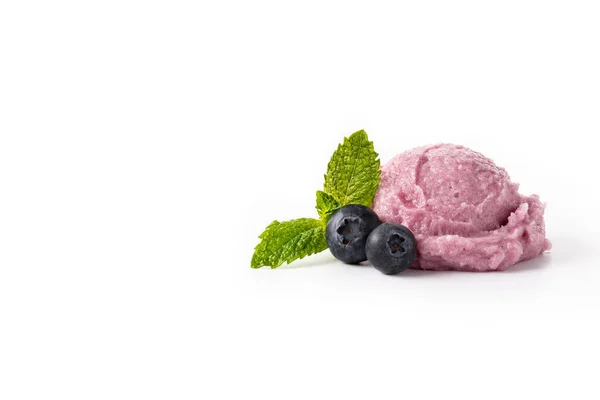 Blueberry Ice Cream Scoop Isolated White Background Copy Space —  Fotos de Stock