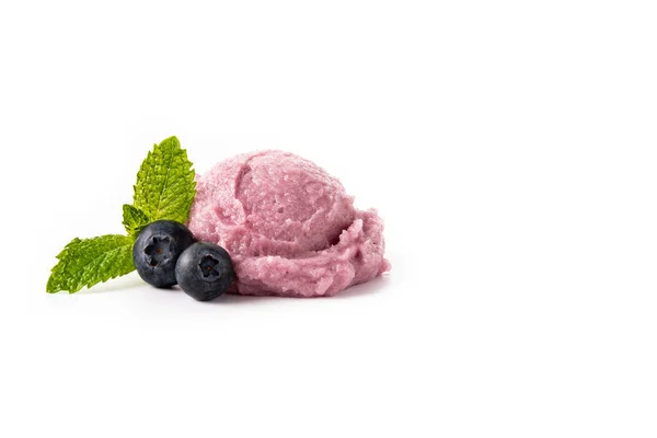 Blueberry Ice Cream Scoop Isolated White Background Copy Space —  Fotos de Stock