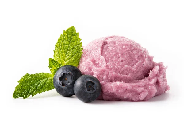 Blueberry Ice Cream Scoop Isolated White Background —  Fotos de Stock