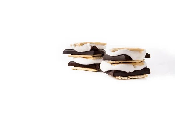 Homemade Smores Isolated White Background Copy Space —  Fotos de Stock