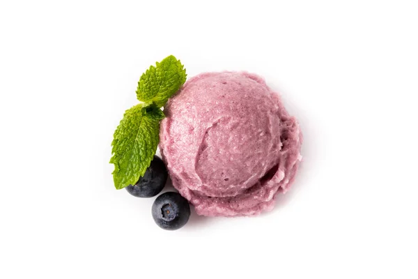 Blueberry Ice Cream Scoop Isolated White Background Top View —  Fotos de Stock