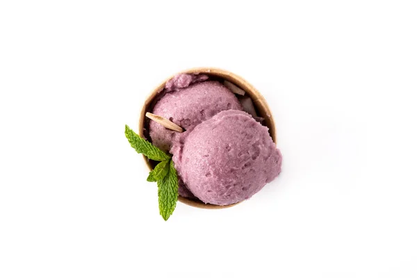 Blueberry Ice Cream Scoop Paper Cup Isolated White Background —  Fotos de Stock