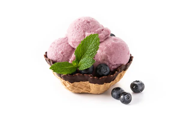 Blueberry Ice Cream Scoop Paper Cup Isolated White Background — ストック写真