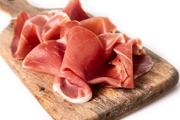 Spanyol Serrano Ham Elszigetelt Fehér Háttér — Stock Fotó