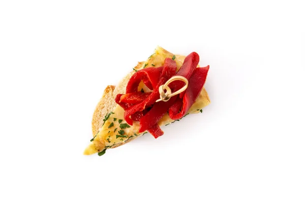 Red Pepper Spanish Omelette Isolated White Background —  Fotos de Stock