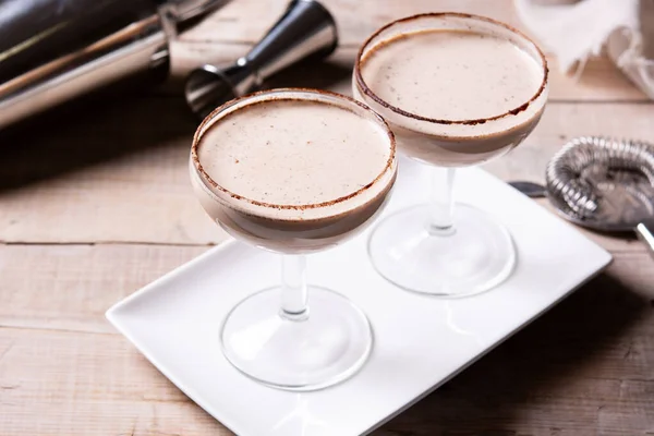 Brandy Alexander Cocktail Wooden Table — Stock Photo, Image