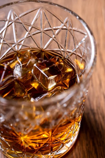 Scotch Whiskey Glass Wooden Table — Φωτογραφία Αρχείου