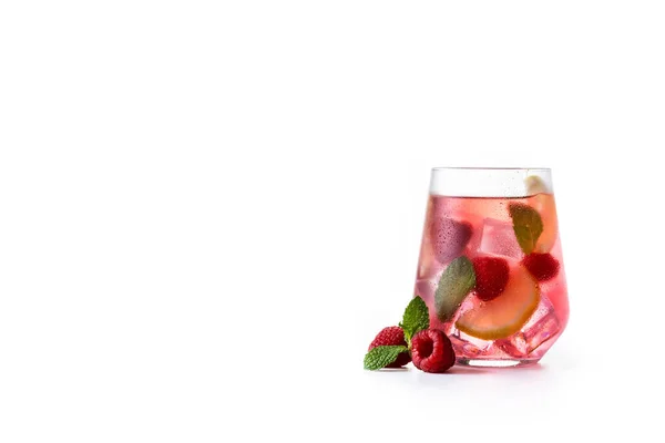 Raspberry Lemonade Drink Isolated White Background Copy Space — Stockfoto