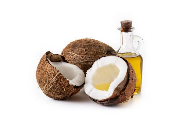 Coconut Oil Bottle Oil Isolated White Background — Φωτογραφία Αρχείου