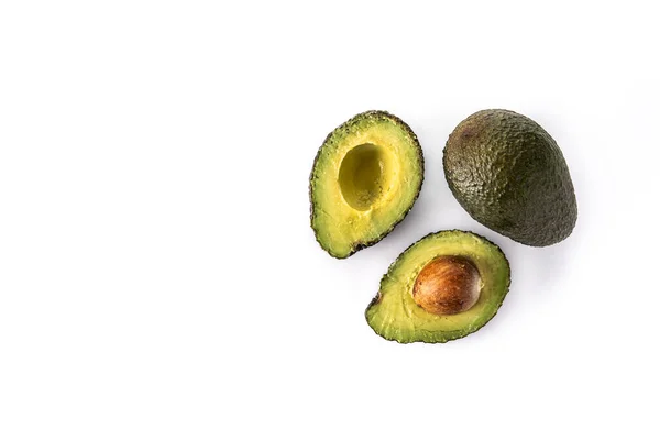 Frische Avocado Isoliert Auf Weißem Hintergrund Ansicht Von Oben Kopierraum — Stockfoto