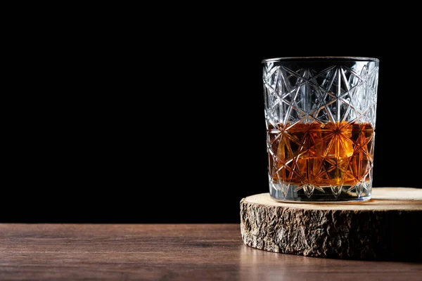 Scotch Whisky Glas Träbord Kopieringsspets — Stockfoto
