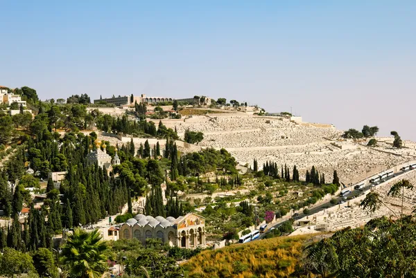 Getsemane, och kyrkan av alla nationer på Oljeberget i jerusalem — Stockfoto