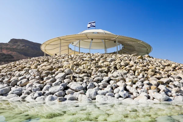 Canopies sol nas praias do mar morto em Israel — Fotografia de Stock