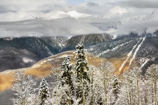 Horské panorama, pohled z hor v krasnaya polyana, — Stock fotografie