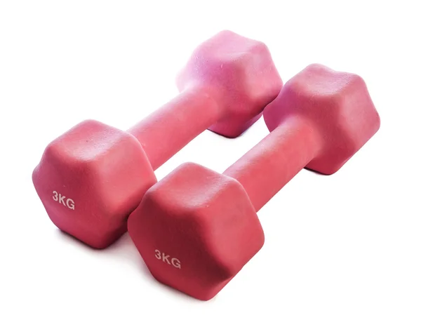 Pembe dumbell 3 kg ağırlığında — Stok fotoğraf