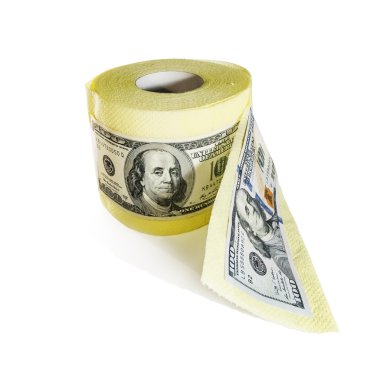100 dolar faturaları bir rulo tuvalet kağıdı 