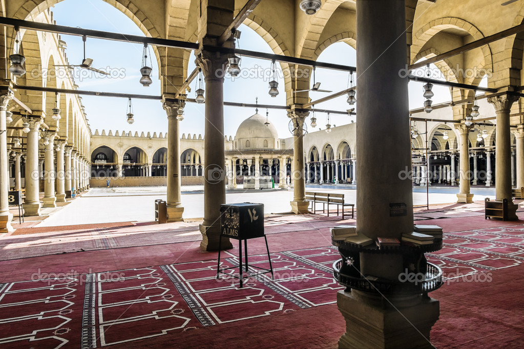 The Interior of the mosque of AMR Ibn Al-Aasa in Cairo
